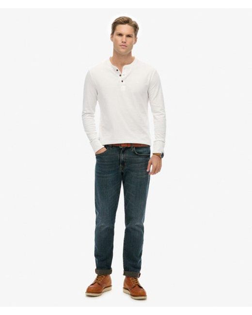 Superdry Classic Essential Grandad Top in het White voor heren