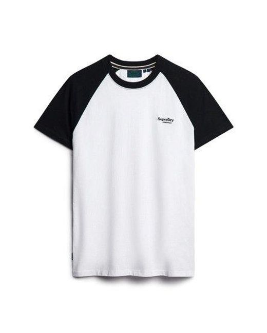Superdry White Organic Cotton Essential Logo Baseball T-shirt for men
