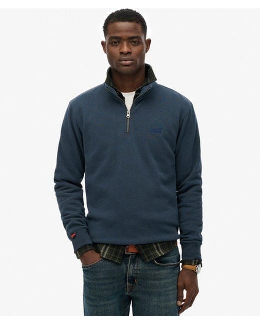 Superdry Essential Logo Halve Rits in het Blue voor heren