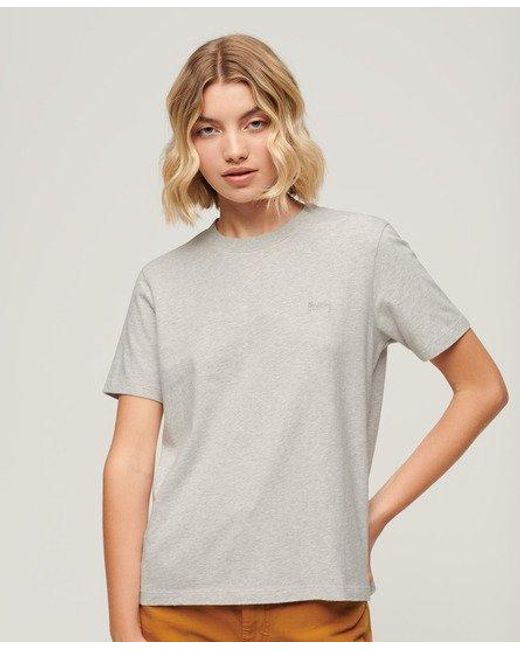 T-shirt brodé vintage logo en coton bio Superdry en coloris Gray