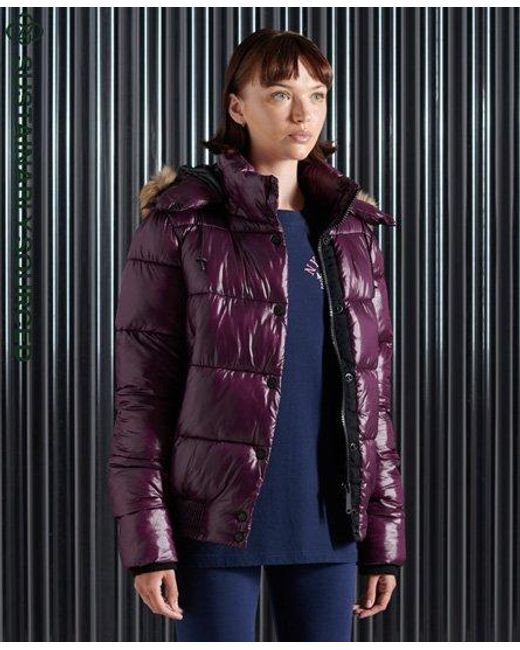 Superdry High Shine Toya Bomber Jacket, Quilted Pattern in Purple (Blue) -  Lyst