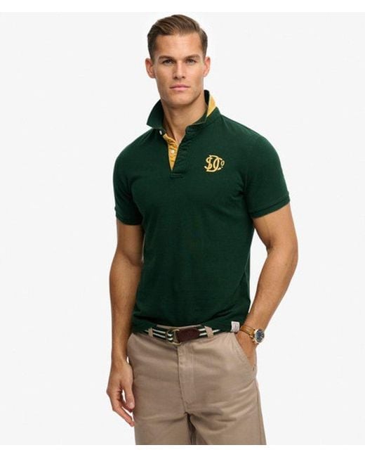 Superdry Green & Co Pique Monogram Polo Shirt for men