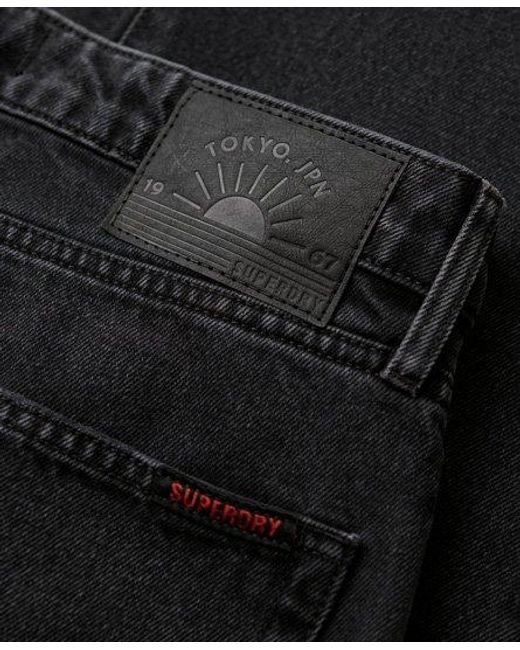 Superdry Black Loose Fit Straight Jeans for men