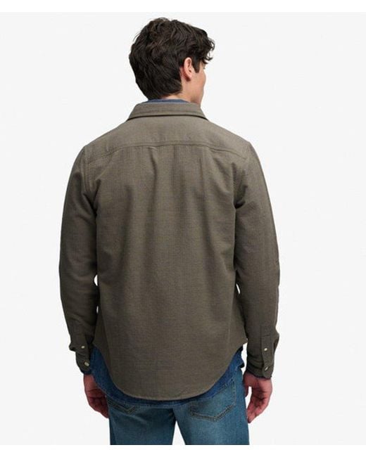 Superdry Gray Herringbone Workwear Shirt for men