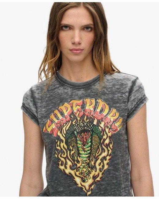 Superdry Black Graphic Print Biker Rock T-shirt