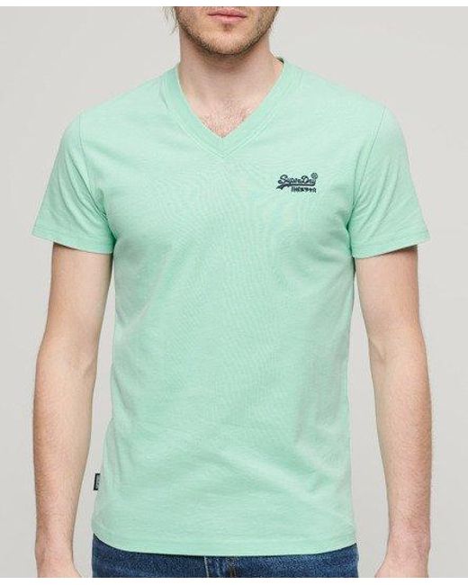 Superdry Essential T-shirt Van Biologisch Katoen Met V-hals En Logo in het Green voor heren