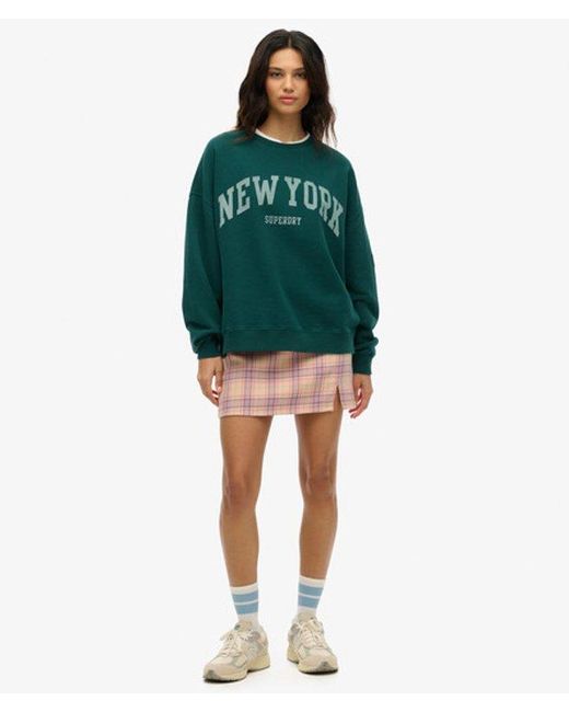 Superdry Green Athletic Essentials Oversized Crew Sweatshirt