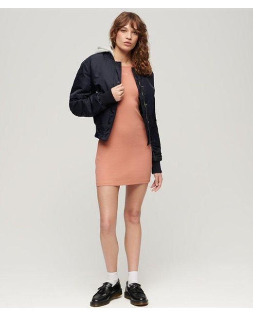 Superdry Natural Embroidered Rib Racer Dress