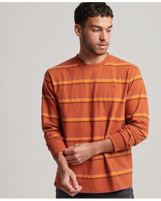 Superdry Orange Vintage Textured Stripe Top for men
