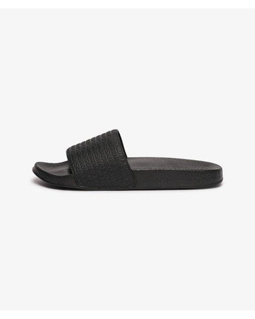 Superdry Black & Co Monogram Pool Sliders for men