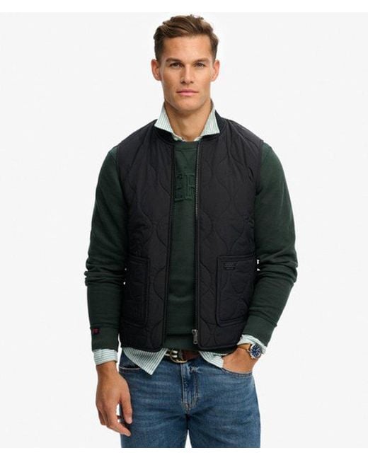 Superdry Black Military Liner Vest Jacket for men