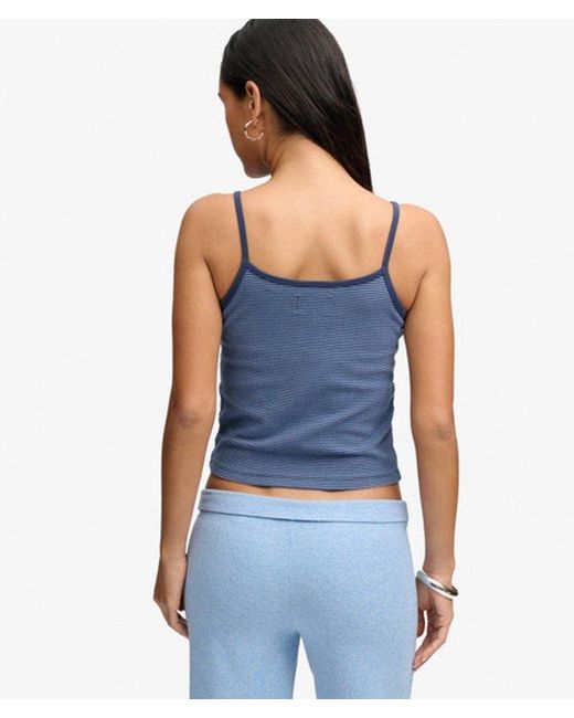 Superdry Athletic Essentials Cami Slanke Pasvorm in het Blue