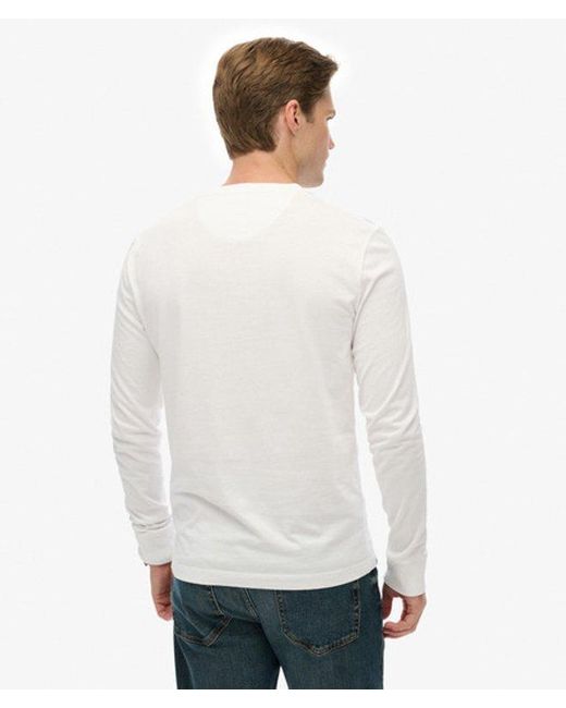 Superdry Classic Essential Grandad Top in het White voor heren
