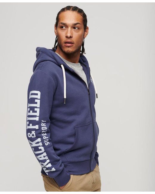 Superdry Athletic College Graphic Zip Hoodie in Blue for Men | Lyst