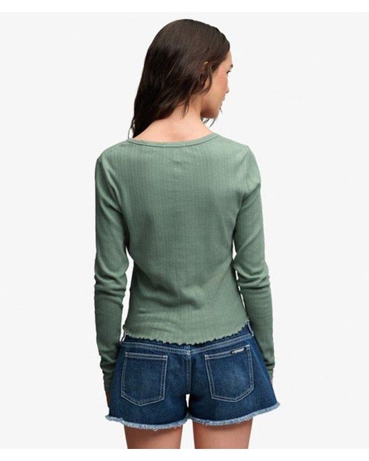 Superdry Green & Co Athletic Essential Pointelle Cardigan