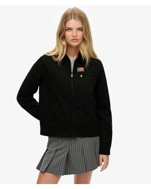 Superdry Black & Co Cord Collar Quilt Ranch Jacket