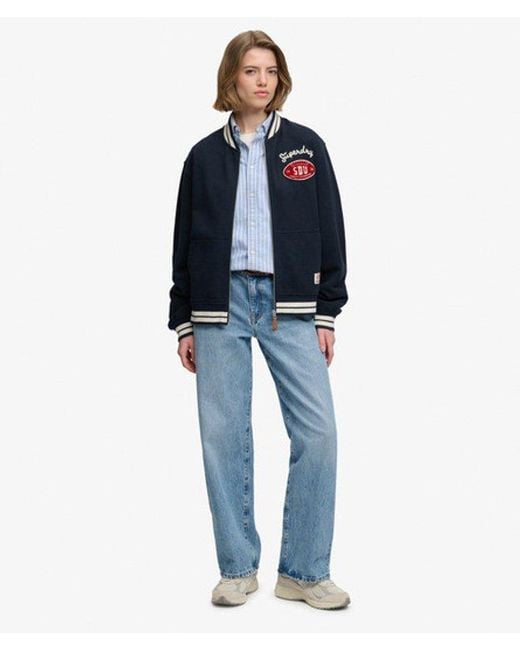 Superdry Blue & Co Country Club Jersey Bomber Jacket