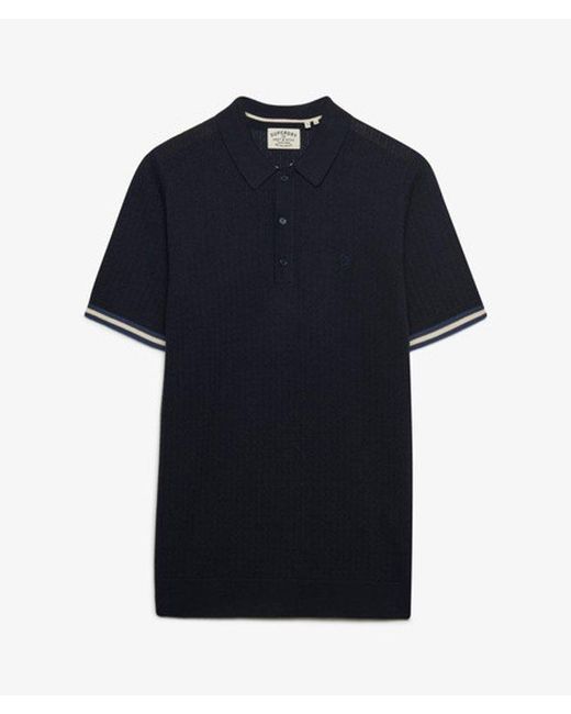 Superdry Black & Co Knitted Texture Short Sleeve Polo Shirt for men
