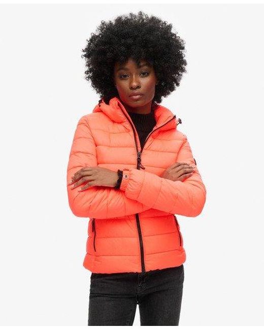 Superdry red puffer jacket clearance