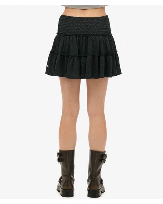 Superdry White Tiered Jersey Mini Skirt