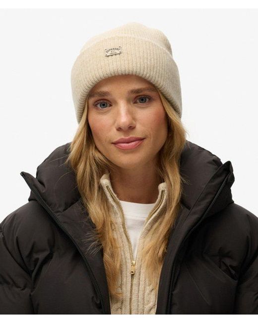 Superdry Natural Rib Knitted Beanie Hat
