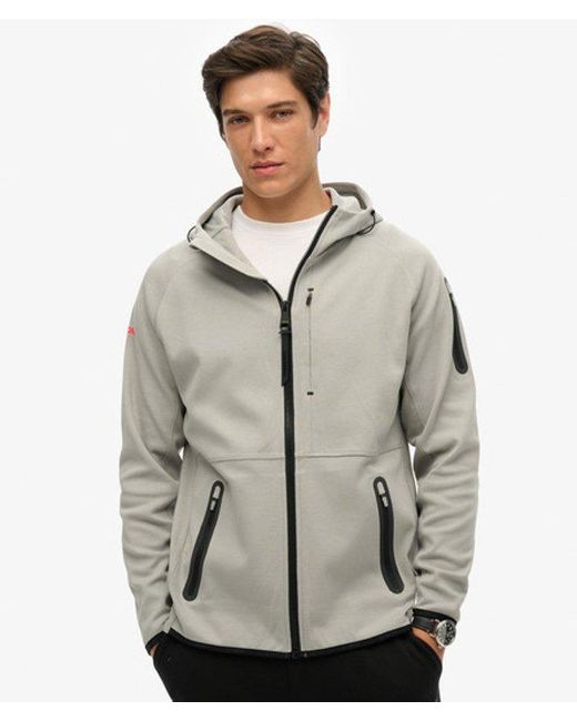 Superdry Gray Tech Logo Loose Zip Hoodie for men