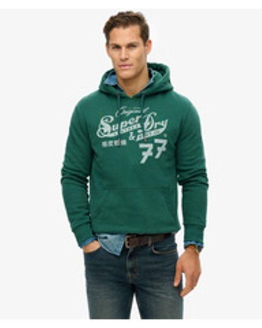 Superdry Green & Co Leather & Boot Co Script Hoodie for men
