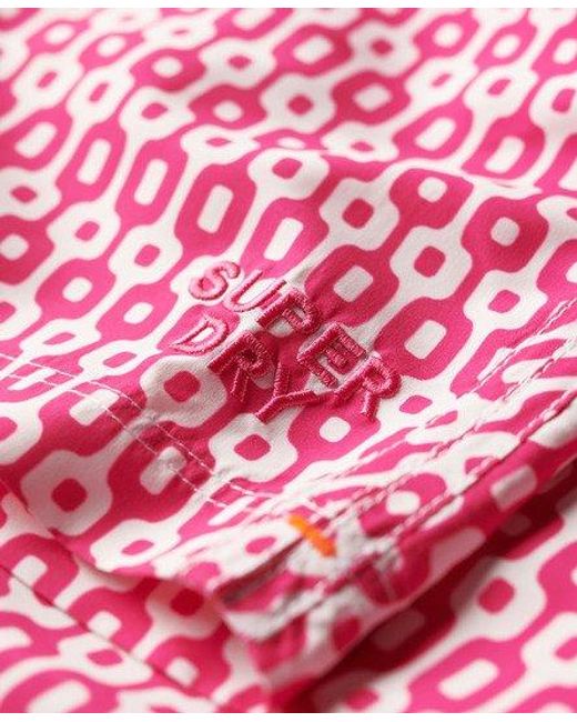Superdry Pink Printed 15-inch Recycled Swim Shorts for men