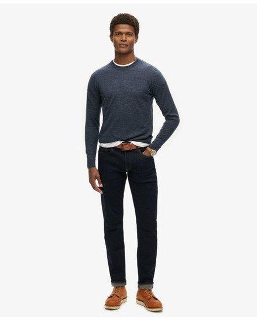 Superdry Blue Merino Crew Neck Jumper for men