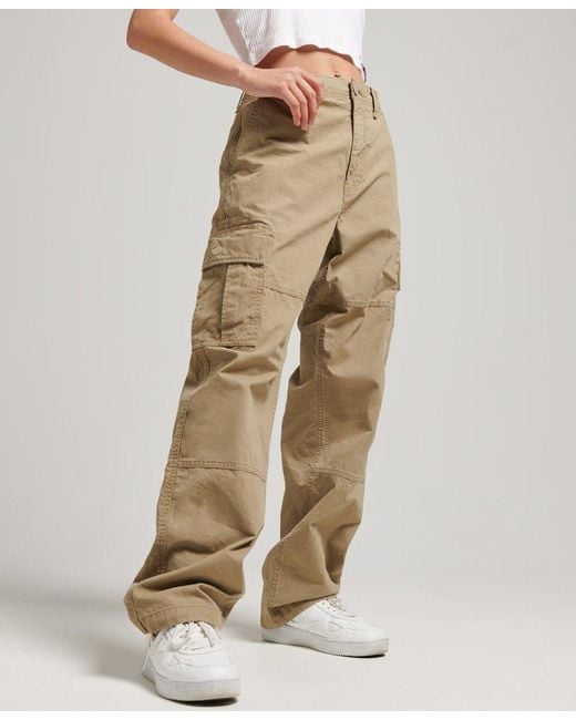 superdry-organic-cotton-baggy-cargo-pants-beige-in-natural-for-men-lyst