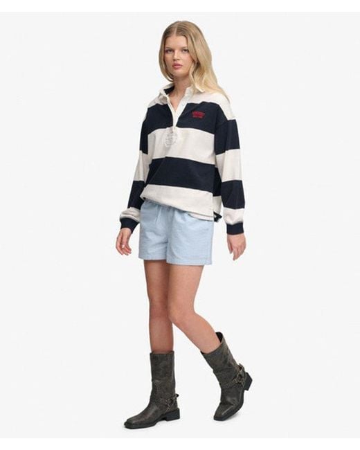 Superdry Blue & Co Cotton Elastic Check Shorts