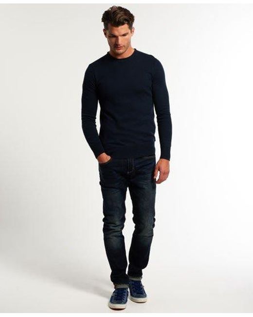 Superdry Blue High Neck Crew Jumper Eclipse for men