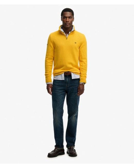 Homme Pull En Maille À Demi-Zip En Coton Taille Superdry pour homme en coloris Yellow