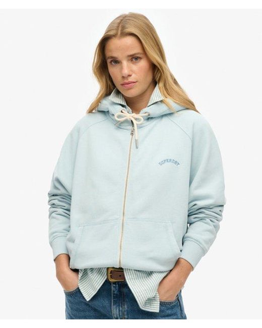 Superdry Blue Essential Logo Oversized Raglan Zip Hoodie