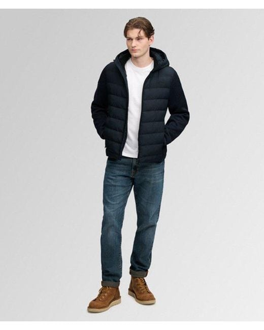 Superdry Blue & Co Hooded Storm Knit Hybrid Jacket for men