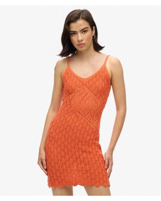 Superdry Orange & Co Cotton Crochet Cami Mini Dress