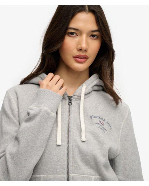 Superdry Gray & Co Athletic Essentials Cropped Zip Hoodie