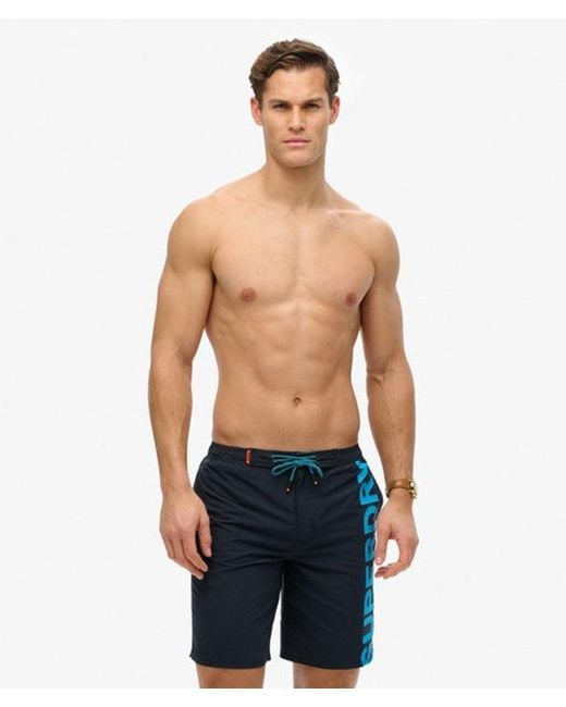 Superdry Blue & Co Classic 19- Inch Logo Board Shorts for men