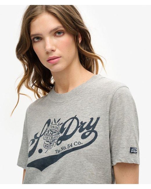 Superdry Gray & Co Slim Fit Graphic Print Cotton T-shirt