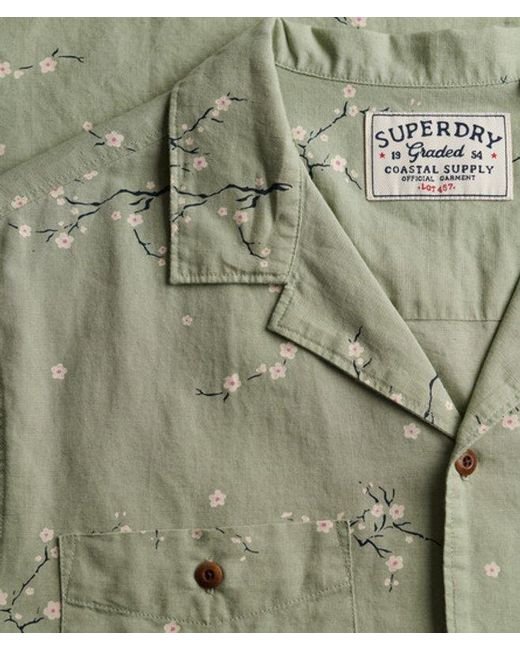 Superdry Green Short Sleeve Printed Beach Shirt for men