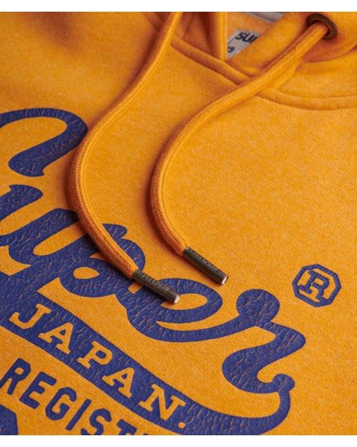 Superdry Orange Standard Script Hoodie for men