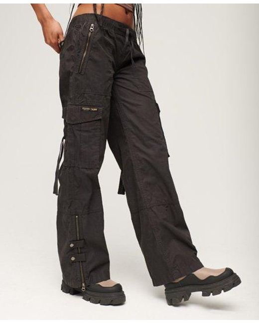 Superdry Black Low Rise Wide Leg Cargo Pants