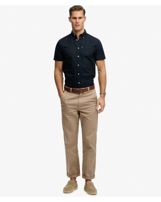Superdry Blue Essentials Oxford Short Sleeve Shirt for men