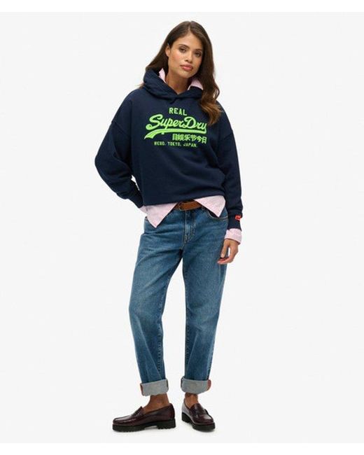 Superdry Blue & Co Vintage Logo Neon Relaxed Hoodie