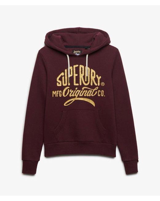 Superdry Red & Co Mfg Original Metallic Hoodie