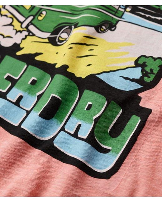 Superdry Red & Co Neon Travel Graphic Loose T-shirt for men