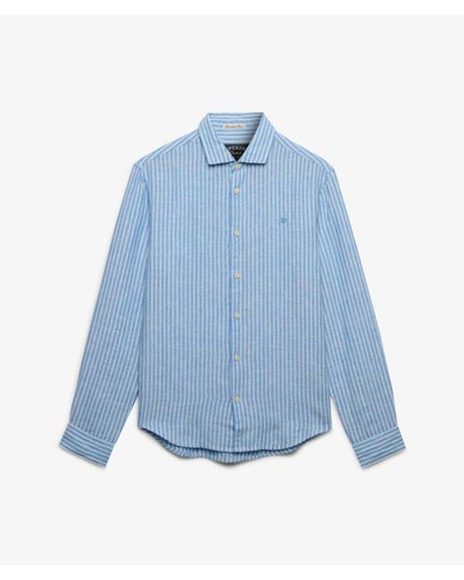 Superdry Blue & Co Riviera Long Sleeve Linen Shirt for men