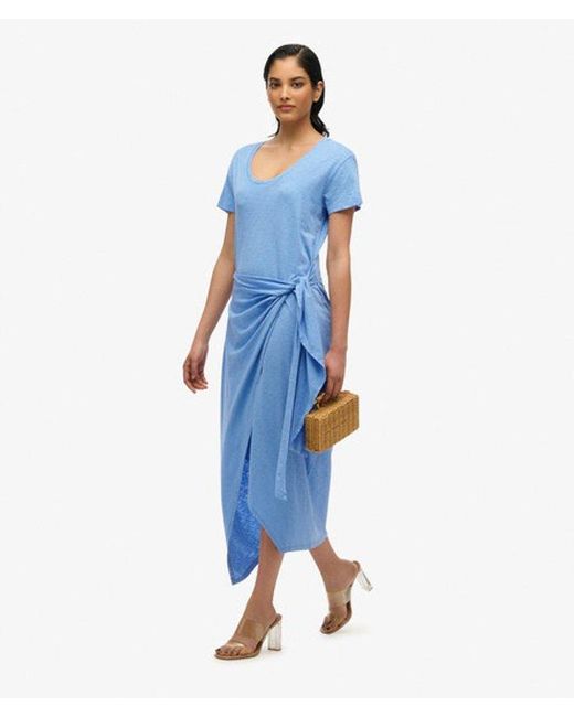 Superdry Blue & Co Slub Midi Wrap Dress