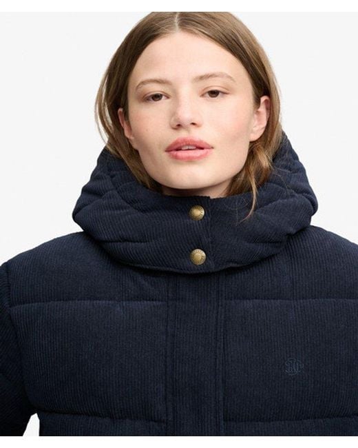 Superdry Blue & Co Premium Hooded Cord Puffer Jacket