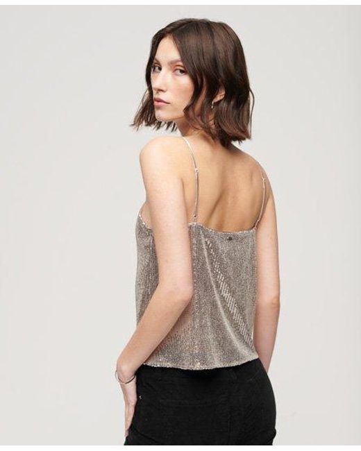 Superdry Natural Fully Lined Sequin Cami Vest Top